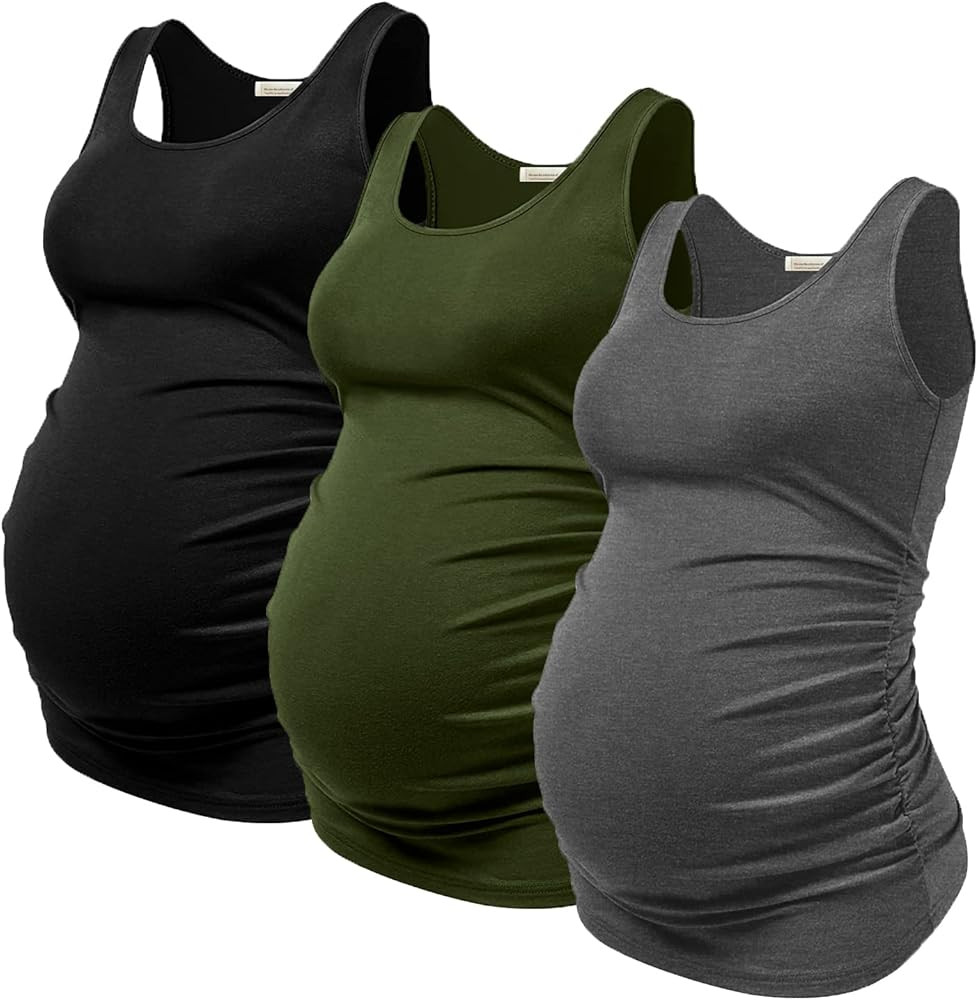 PARNIXS Summer Women's Maternity Tank Top Comfy Sleeveless Maternity Clothes | Amazon (US)