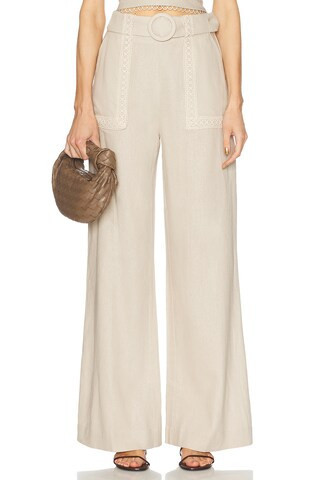 PatBO Candy Linen Pant in Natural - Beige. Size 8 (also in 0, 4). | FWRD 