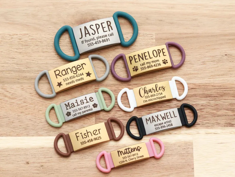 Silicone Pet Tag, Silent ID Tag for Dogs, Silent Pet Tag for Cats, Slide on Personalized Pet ID T... | Etsy (US)