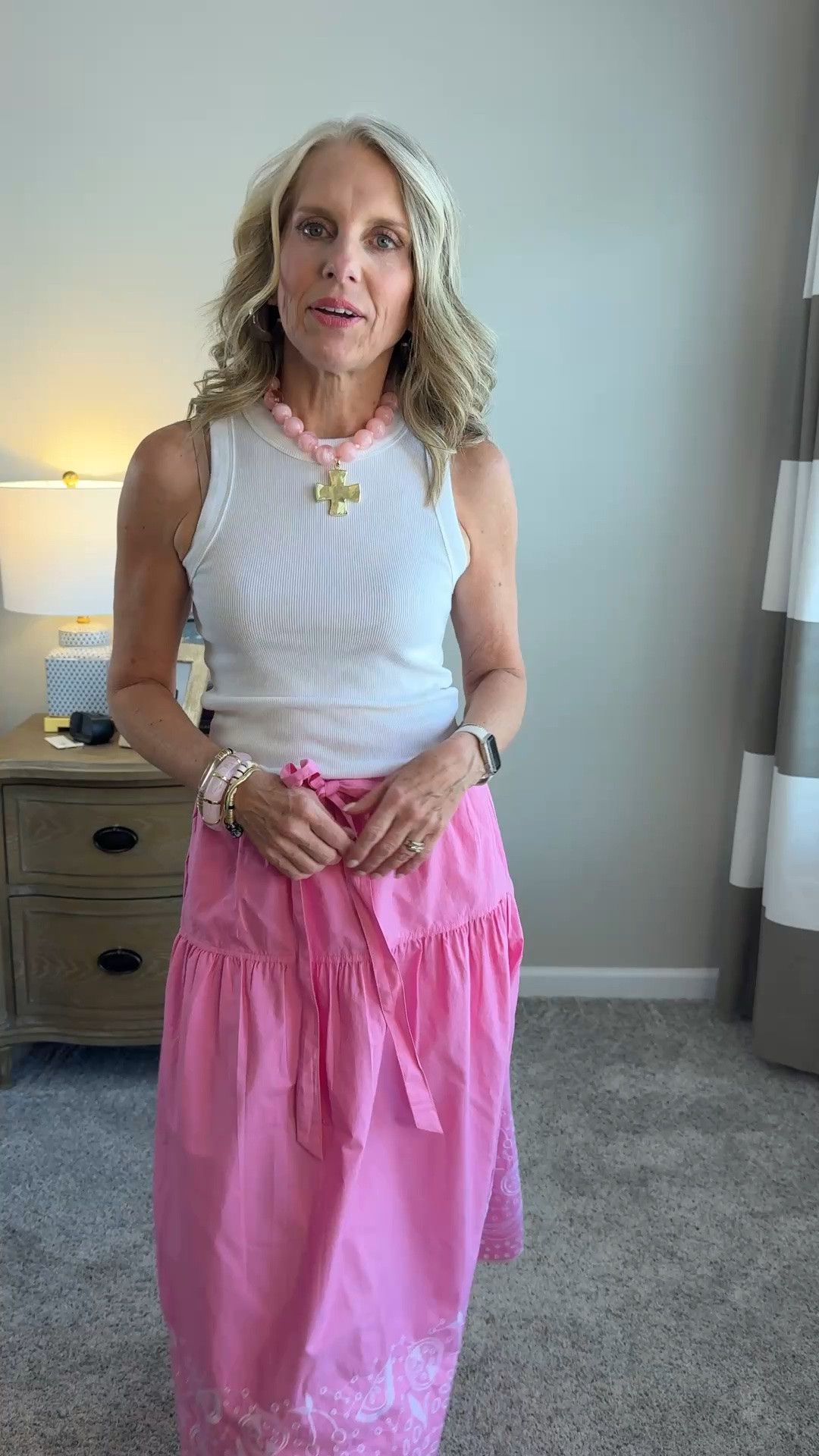 Wearing XS skirt and small tank. Use COAST20 on Allie + Bess. Super cute summer look. Wear to lunch with the girls or outings

#LTKgrwm #LTKootd #LTKOver40