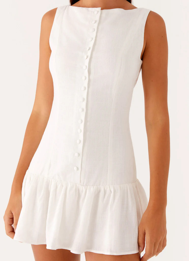 Meggie Linen Mini Dress - White | Peppermayo (Global)