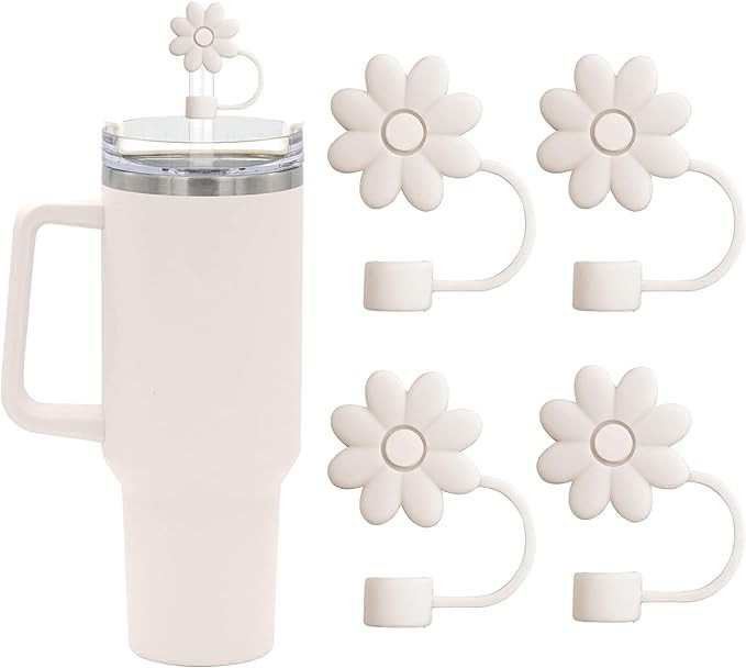 Flower Straw Covers Toppers for Stanley Cups 30&40 Oz Tumbler Accessories 4PCS Silicone Straw Cap... | Amazon (US)