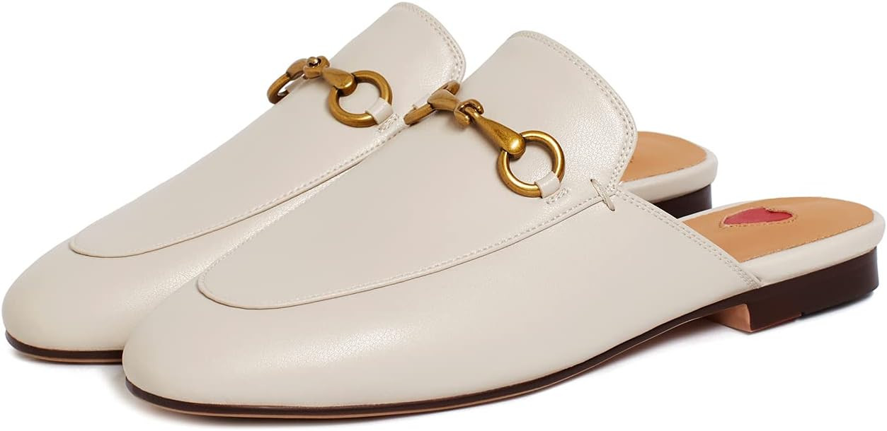 Vertundy Women's Mules Low Heel Flats Leather Slip On Backless Sandals for Girls Lady Work Slides | Amazon (US)