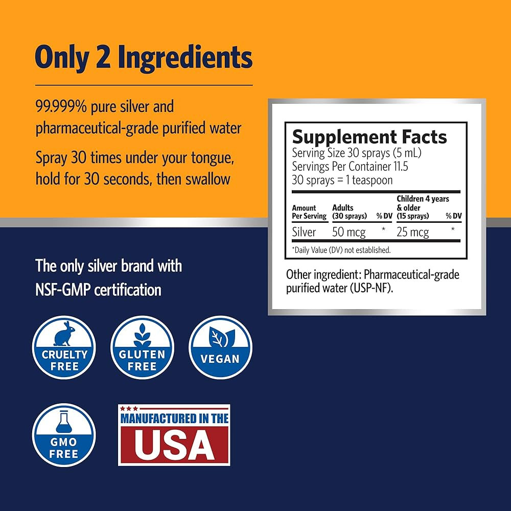 Sovereign Silver Bioactive Silver Hydrosol 10 PPM Fine Mist Spray, 2 oz. | Amazon (US)