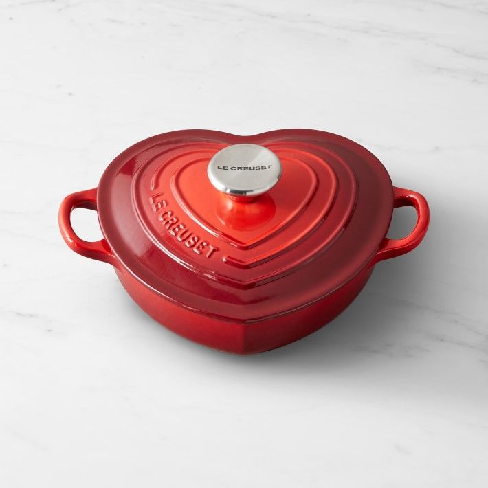 Le Creuset Enameled Cast Iron Shallow Heart 1 1/4-Qt., Red | Williams-Sonoma