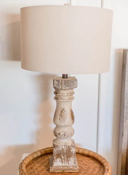 Distressed Table Lamps With Neutral Shade Set of 2 | Antique Farm House