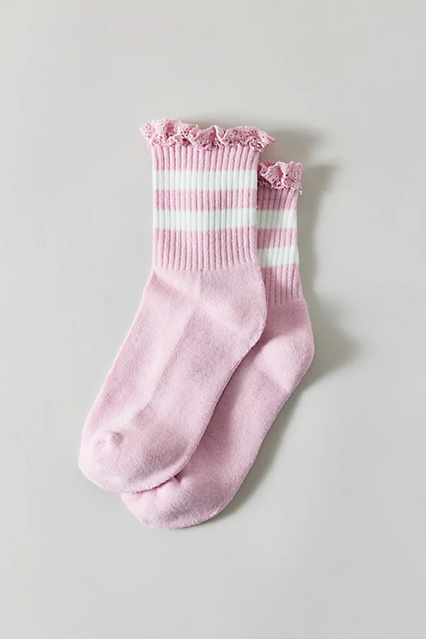 Lace-Trim Striped Athletic Sock | Urban Outfitters (US and RoW)