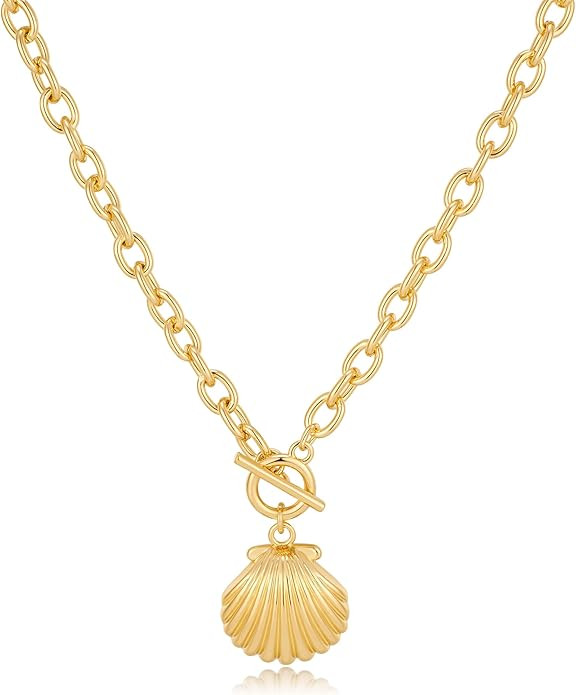 Gold Seashells Necklace for Women - Beach Shell Necklaces, Fashion Ocean Summer Beach Jewelry for... | Amazon (US)