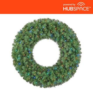 Home Decorators Collection 36 in. Waldorf Fir Pre-Lit LED Wreath Powered by Hubspace 23LE31103 - ... | The Home Depot