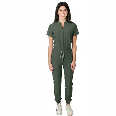 Medgear Women's Scrub Jumpsuit with 8 Pockets Seaweed Green L | Target