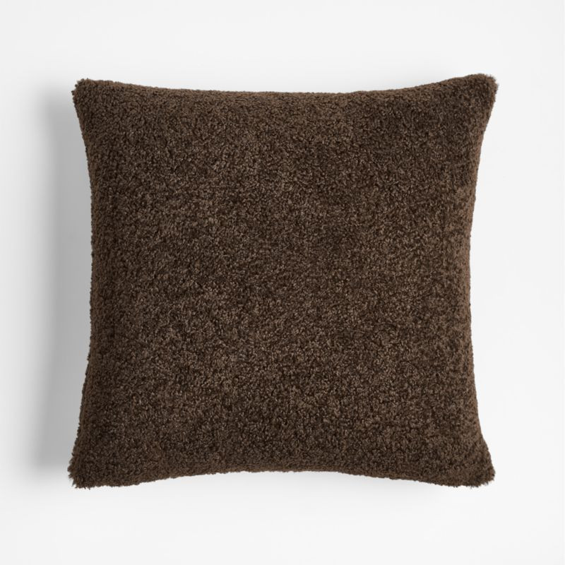 Faux Shearling 20"x20" Deep Brown Throw Pillow with Down-Alternative Insert + Reviews | Crate & B... | Crate & Barrel