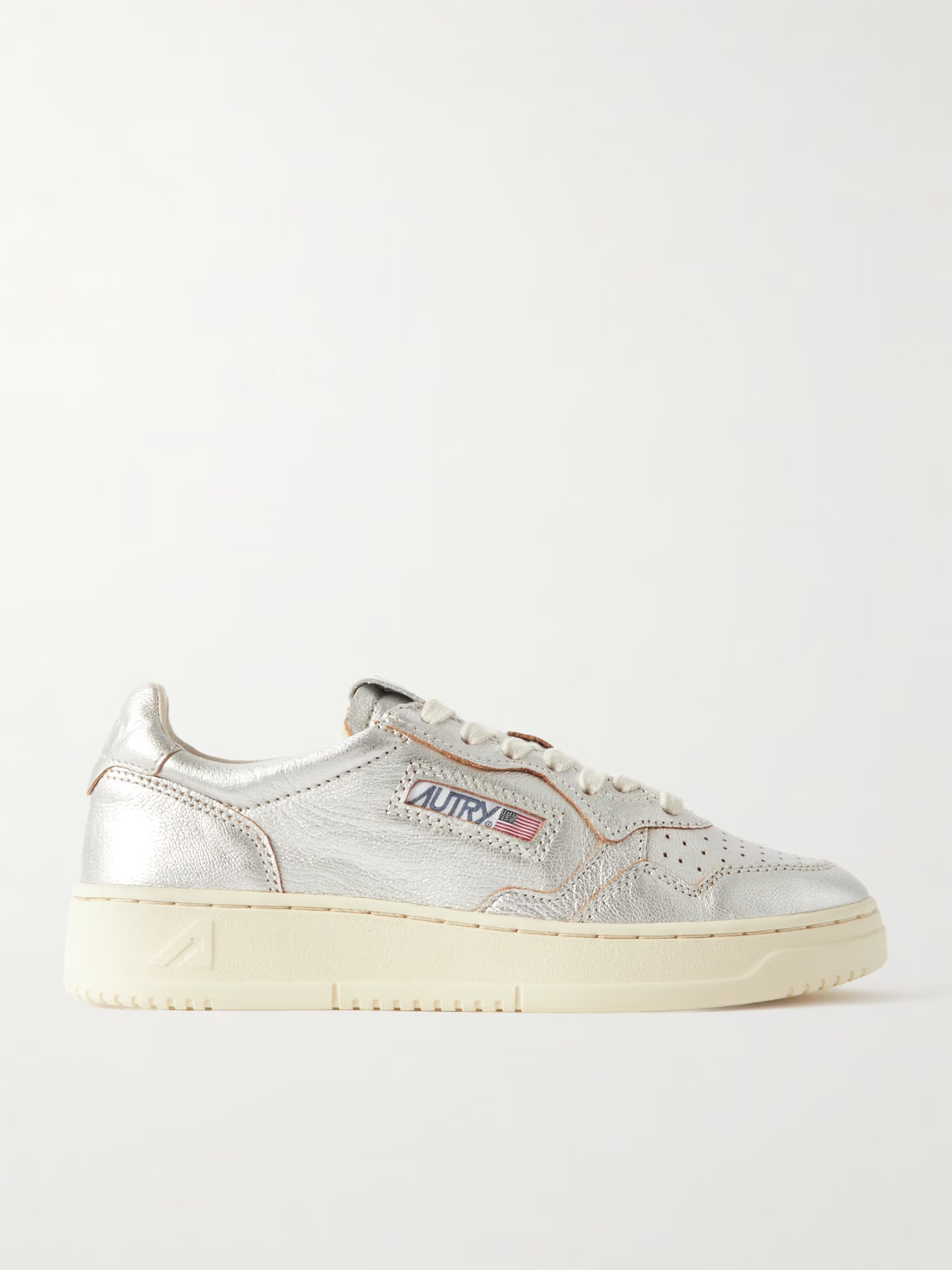 Autry - Medalist Low Metallic Textured-leather Sneakers - Silver | NET-A-PORTER (US)