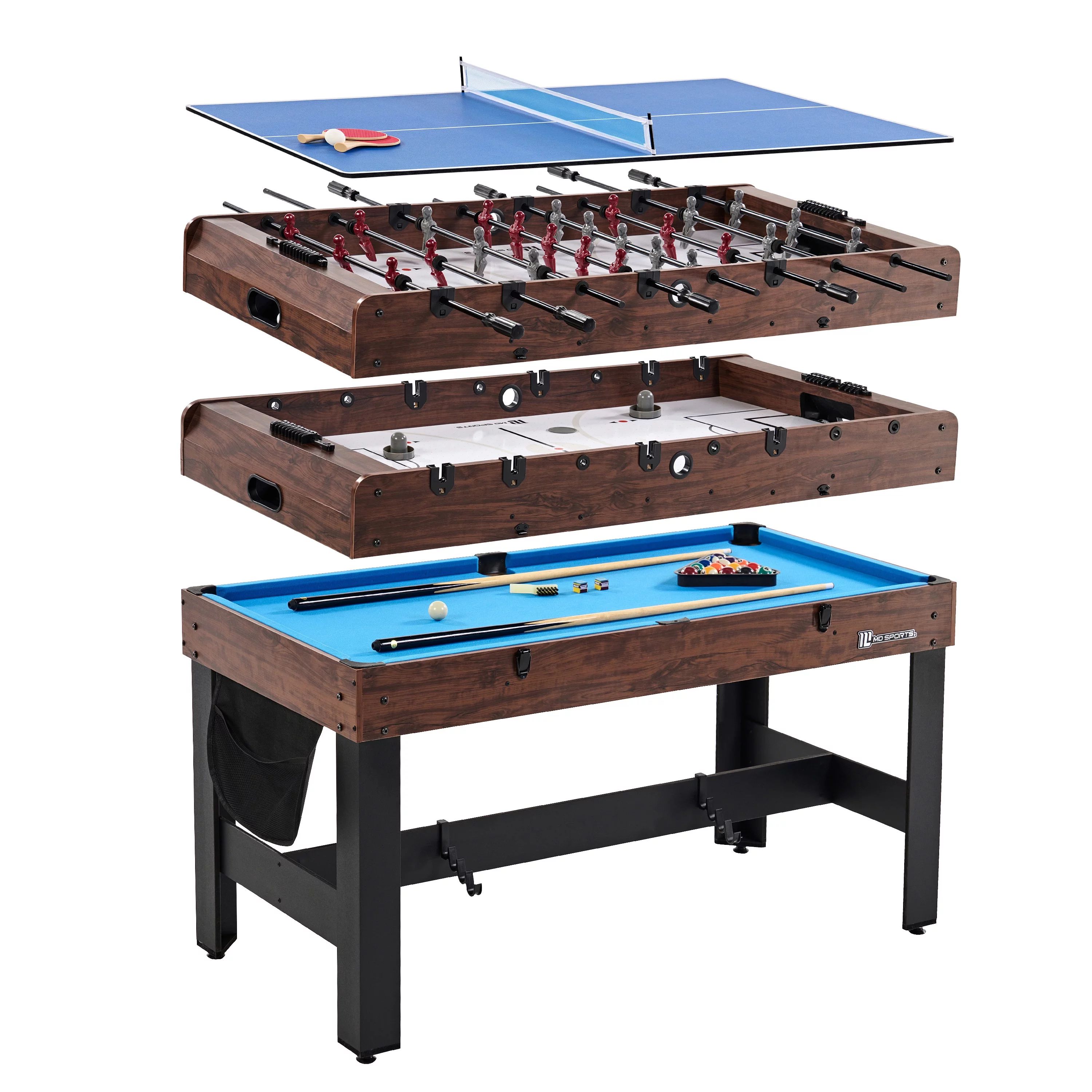 MD Sports 54" 4-in-1 Combo Game Table, Foosball, Air Powered Hockey, Table Tennis, Billiards | Walmart (US)
