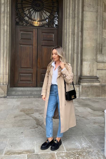 The perfect spring outfit from new look, paired with Celine accessories. Brown trench coat, oversized white shirt and the best blue mom jeans  

#LTKstyletip #LTKeurope #LTKSeasonal