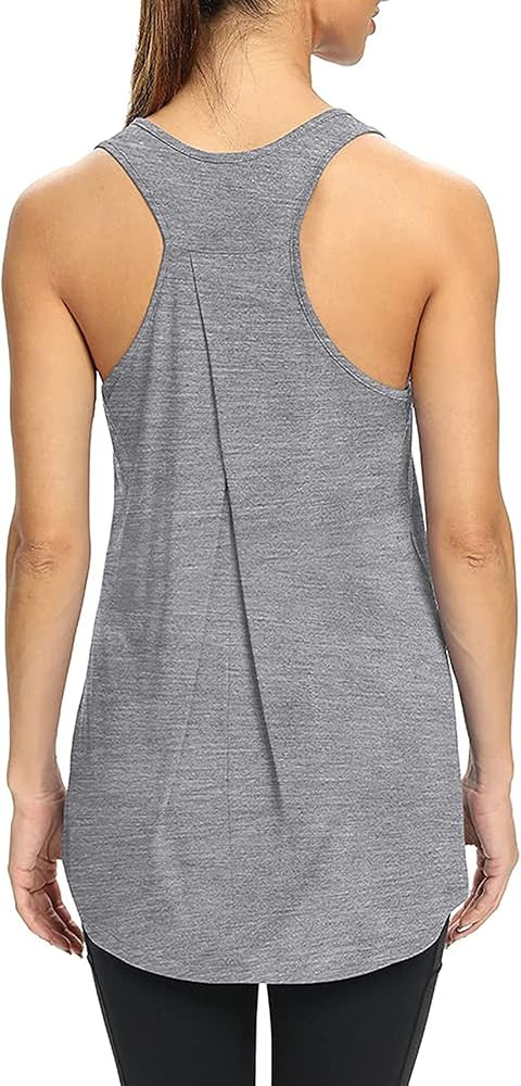 Bestisun Workout Yoga Athletic Shirts Racerback Long Tank Tops Loose fit for Women | Amazon (US)