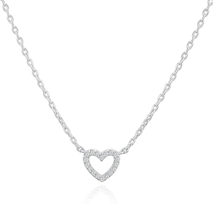 PAVOI 14K Gold Plated Cubic Zirconia Heart Necklace | Cute Dainty Love Pendant Necklaces for Wome... | Amazon (US)