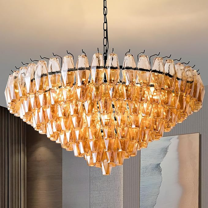 Modern Round Chandelier, 37" Extra Large Black Chandeliers for Dining Room, 14-Light with Tiered ... | Amazon (US)