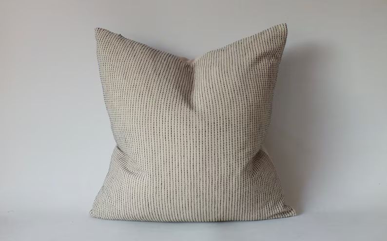 Sashimi Cream Pillows Black white stripes  Cushions cover Handmade Fabrics Throw cushions Accent ... | Etsy (US)