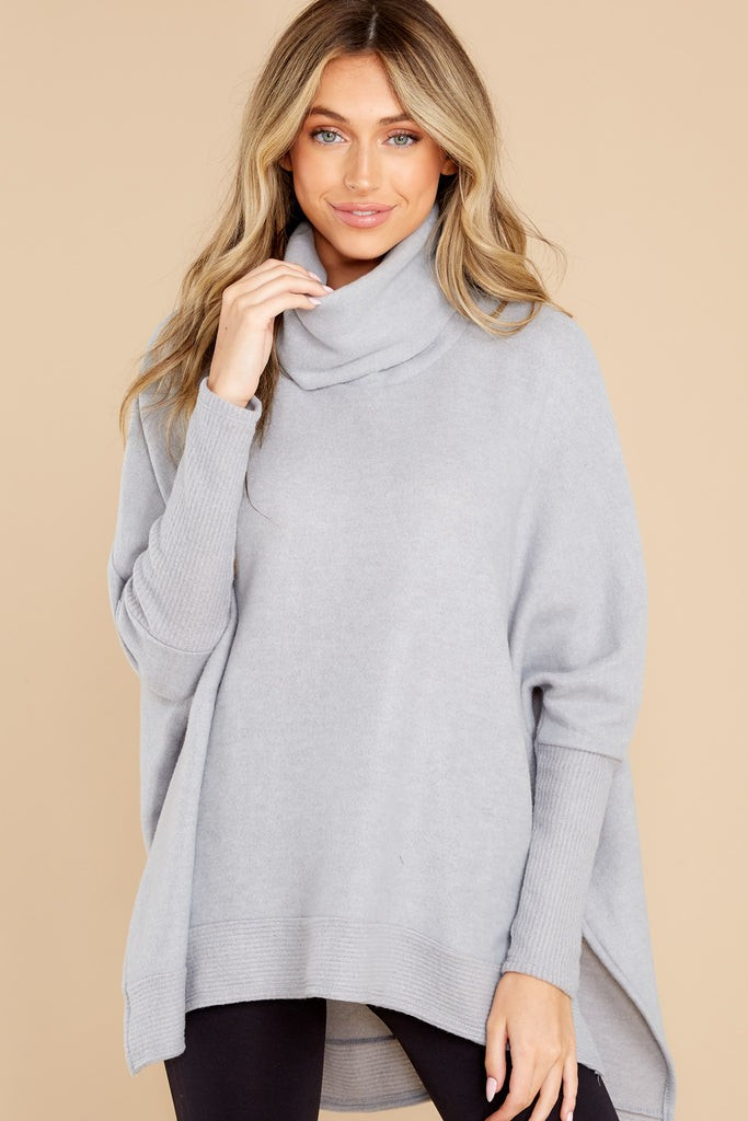 Last To Love Heather Grey Cowl Neck Sweater | Red Dress 
