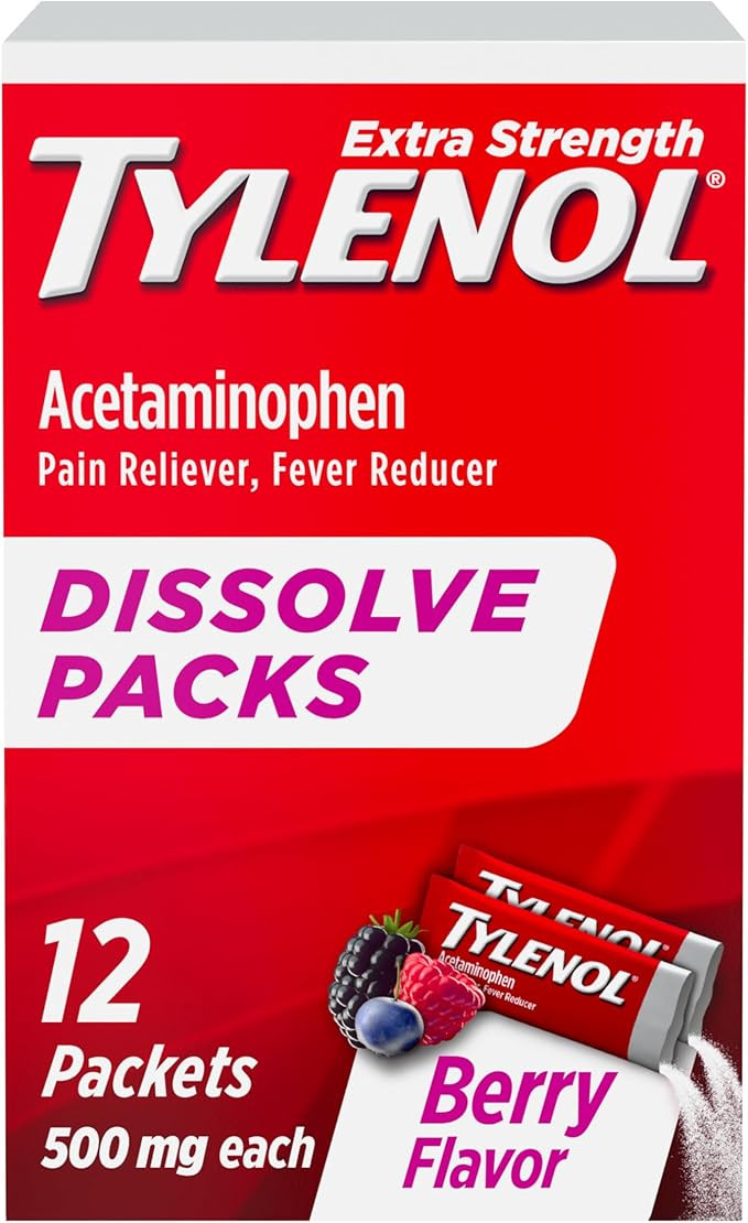 Tylenol Extra Strength Dissolve Packs, 500 mg Acetaminophen, 12 ct | On-the-Go Powder Packets, Mi... | Amazon (US)