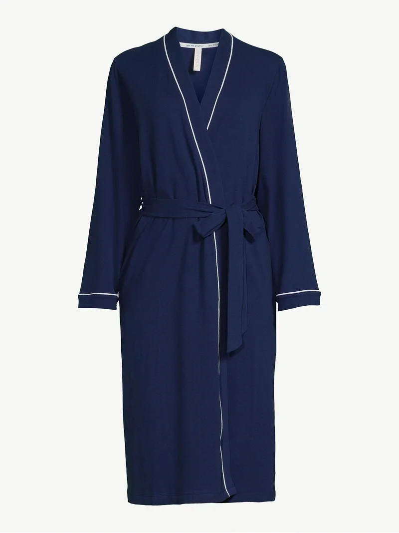 Joyspun Women's Cotton-Blend Wrap Robe with Long Sleeves, Sizes S-3X | Walmart (US)