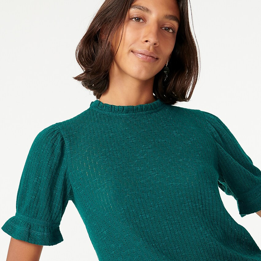 Puff-sleeve pointelle top | J. Crew US