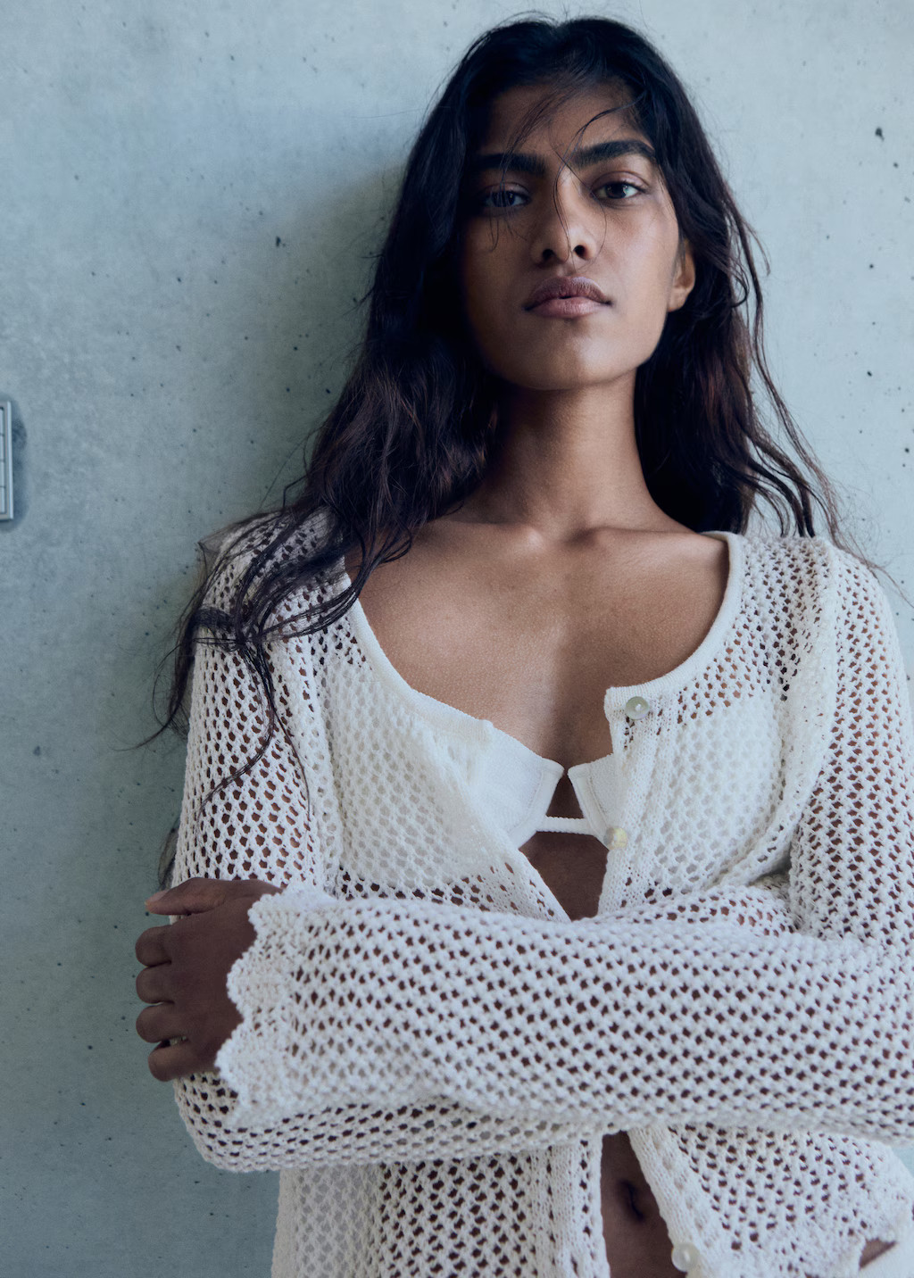Crochet cardigan with buttons - Women | MANGO United Kingdom | MANGO (UK)