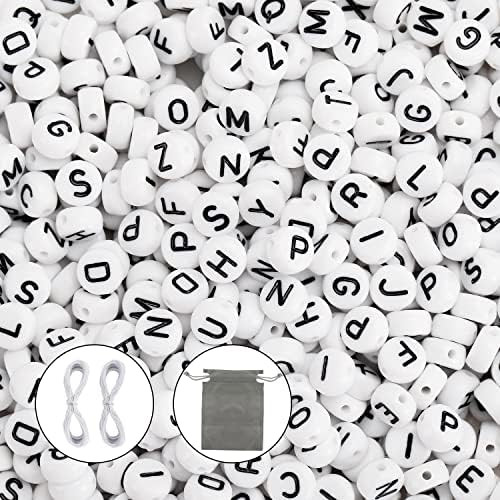 JPSOR 600pcs White Round Letter Beads for Jewelry Making Acrylic Alphabet Beads Bracelets Kit for... | Amazon (US)