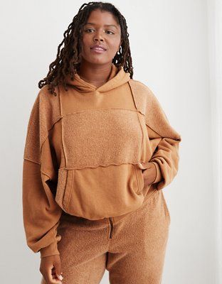 Aerie Sherpa Patchwork Hoodie | Aerie