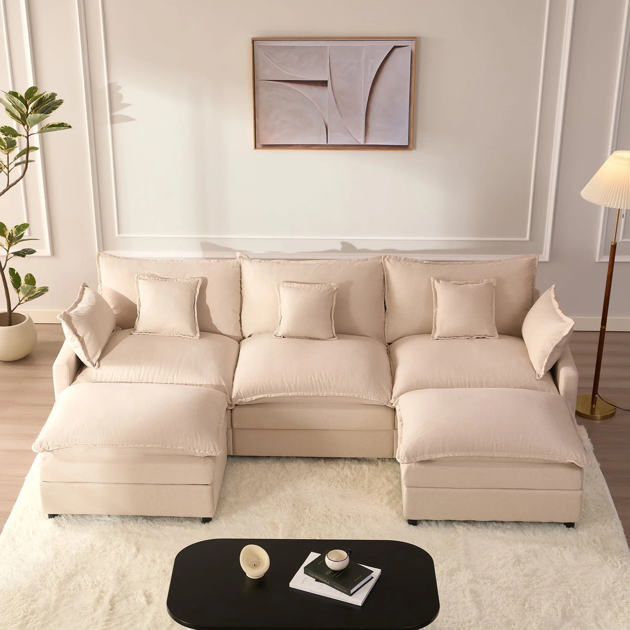 Bigsyy 3 - Seat Sectional Sofa Couch, Comfy Cloud Style, Deep Seat, Sleeper Function with Throw P... | Walmart (US)