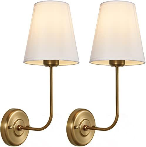 Passica Decor Set of 2 pcs Antique Brass Vintage Industrial Wall Sconce Light Fixture with Flared... | Amazon (US)