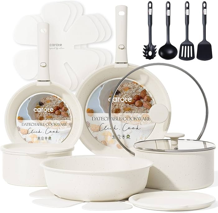 CAROTE 19pcs Pots and Pans Set Non Stick, Cookware Sets, Kitchen Set, Oven/Fridge Safe, Space Sav... | Amazon (US)