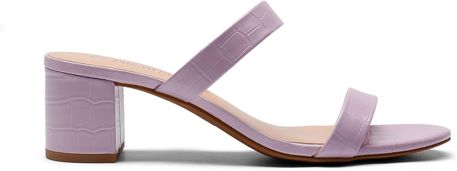 DREAM PAIRS Women's Two Strap Open Toe Low Block Chunky Heels Sandals Dress Pumps Shoes | Amazon (US)
