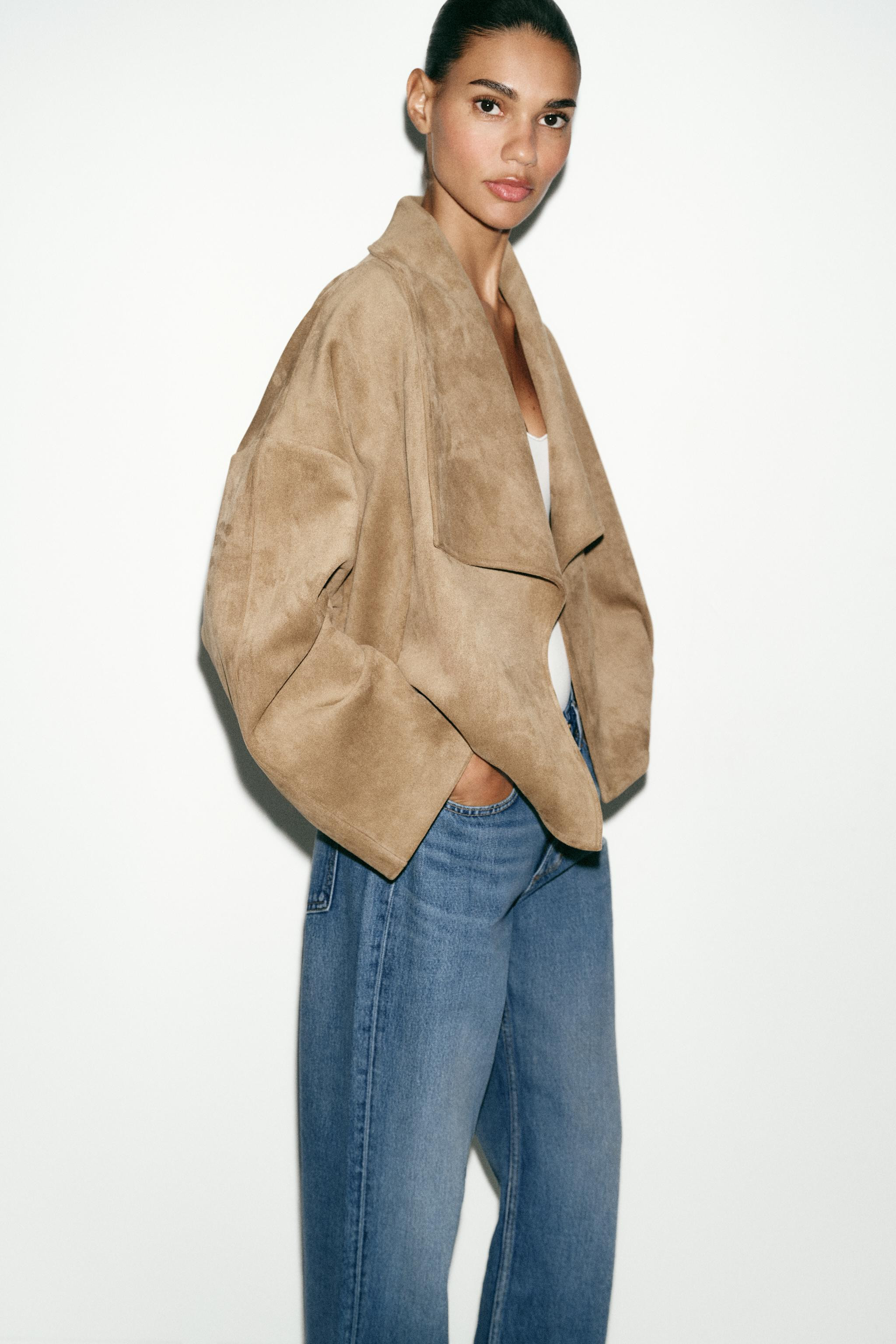 FAUX SUEDE WRAP JACKET | Zara US