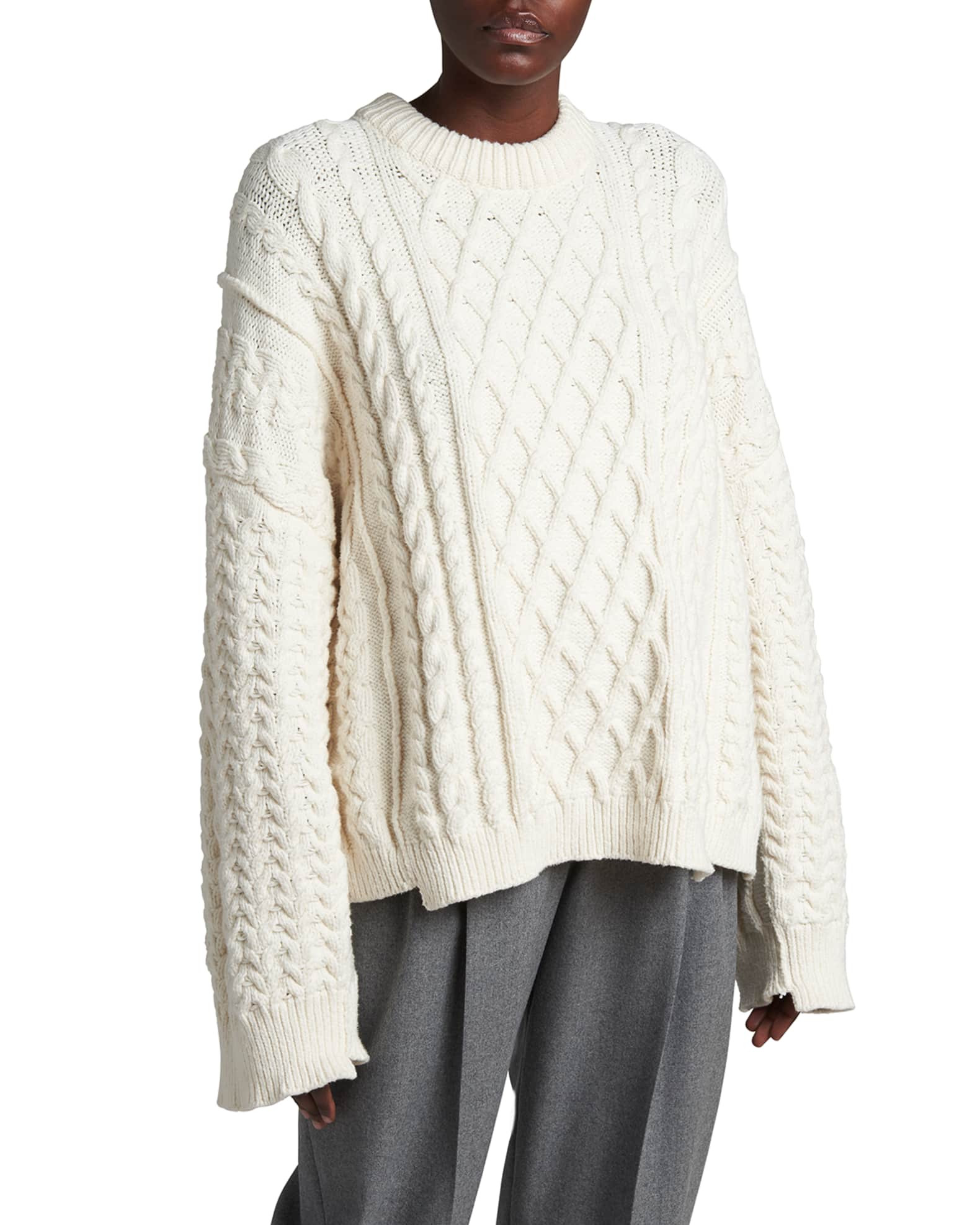 Stella McCartney Aran Cable-Stitch Oversized Sweater | Neiman Marcus