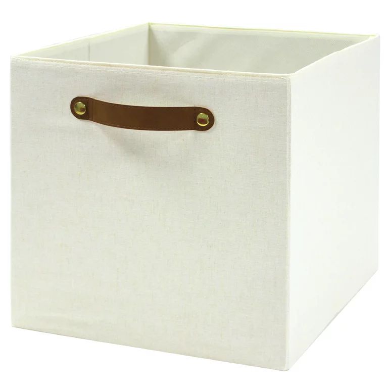 Better Homes & Gardens 12.75" Linen Cube Storage Bin, Vanilla | Walmart (US)