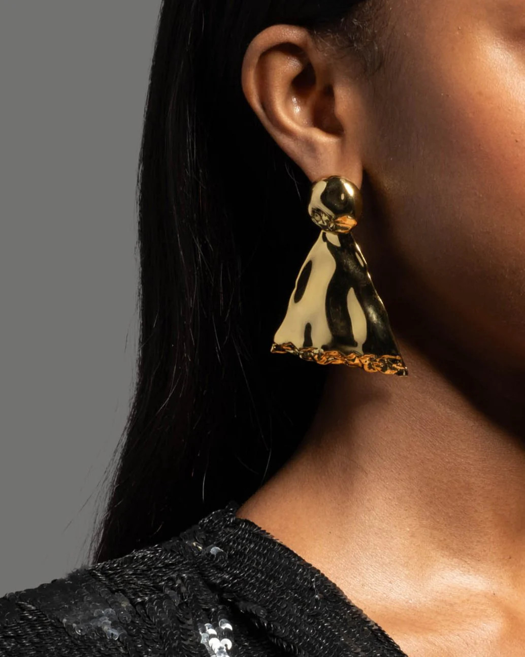 Brut Gold Triangle Post Earrings | Gold Geometric Post Earrings | Alexis Bittar