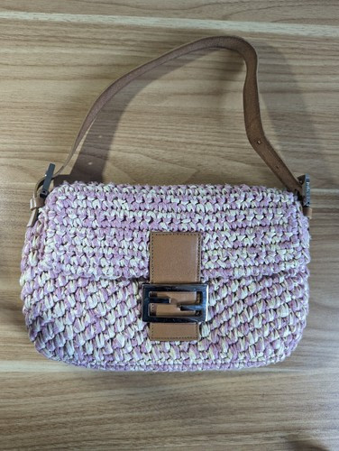 Authentic Vintage Fendi Baguette Bag Raffia Silver Tone Hardware Over The... | eBay UK