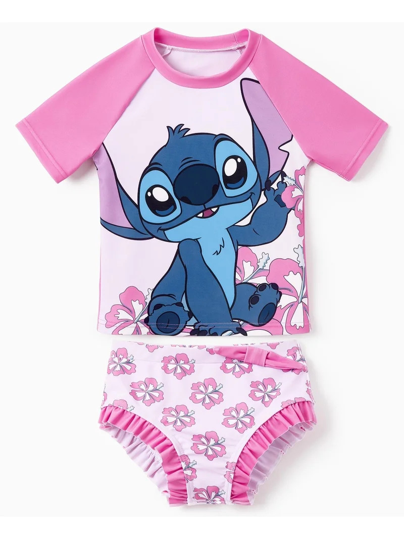 Disney Lilo & Stitch Girls Rash Guard Swimsuit Top and Ruffle Bikini Bottom Set for Kids 2\u20139... | Walmart (US)