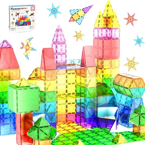 PicassoTiles Magnetic Tiles 60pcs Kids Toys Classroom Sensory Toy for Toddlers STEM Learning Buil... | Amazon (US)