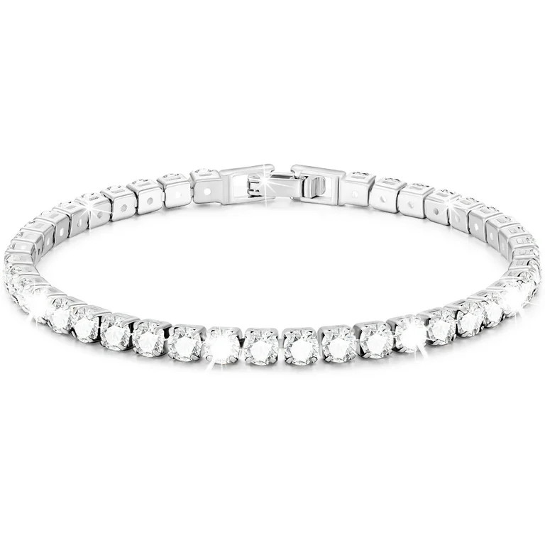 APSVO 18K White Gold Plated Tennis Bracelets for Women Girls CZ S925 Sterling Silver April Births... | Walmart (US)