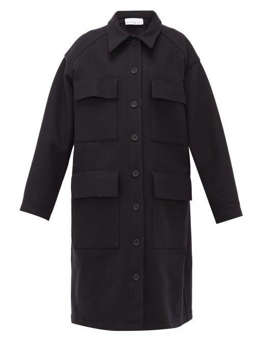 Raey - Oversized Long-line Wool Shacket - Womens - Navy | Matches (US)