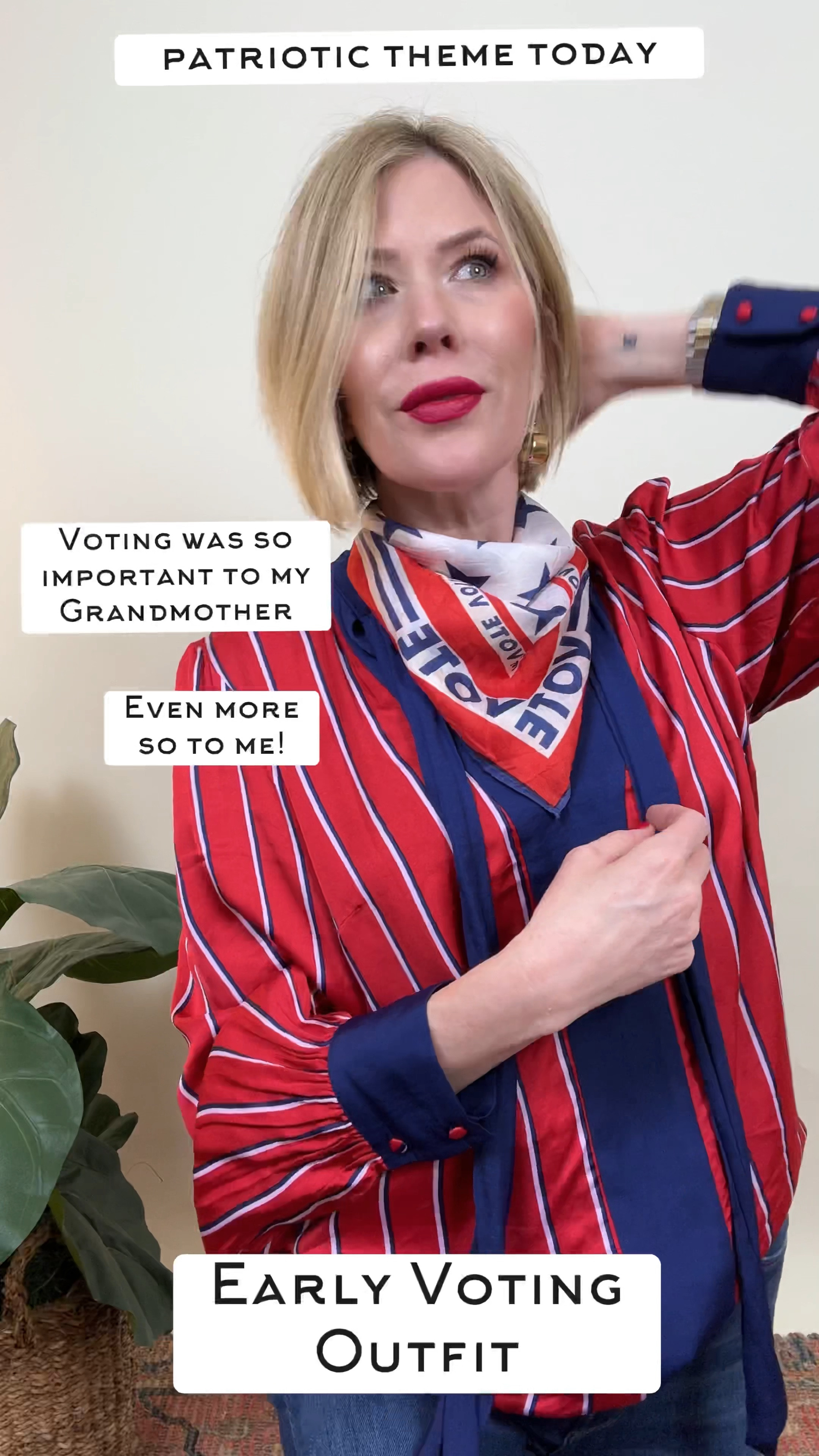 I have been waiting for the moment to showcase my grandmothers scarf! Today’s the day. Early voting outfit.🇺🇸
#VotingOutfit #Denim #FallOutfit #Vintage 

#LTKParties #LTKSeasonal #LTKOver40