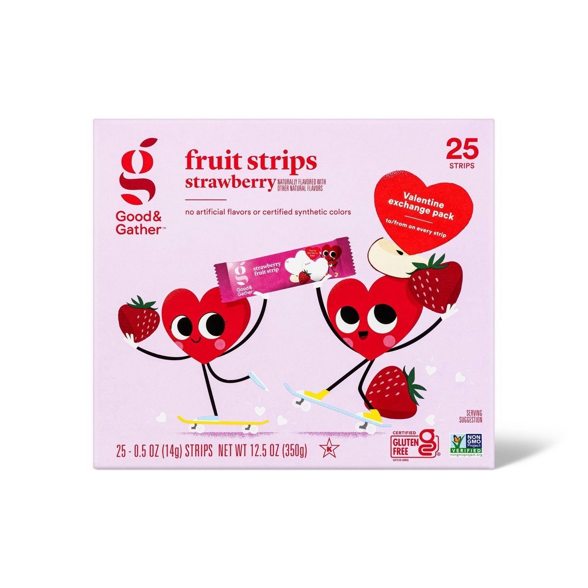 Valentine's Strawberry Fruit Strips - 12.5oz/25ct - Good & Gather™ | Target