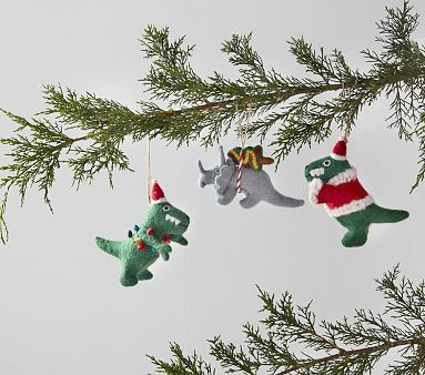 Dino Felted Wool Ornaments, Set of 3 | Pottery Barn Kids | Pottery Barn Kids