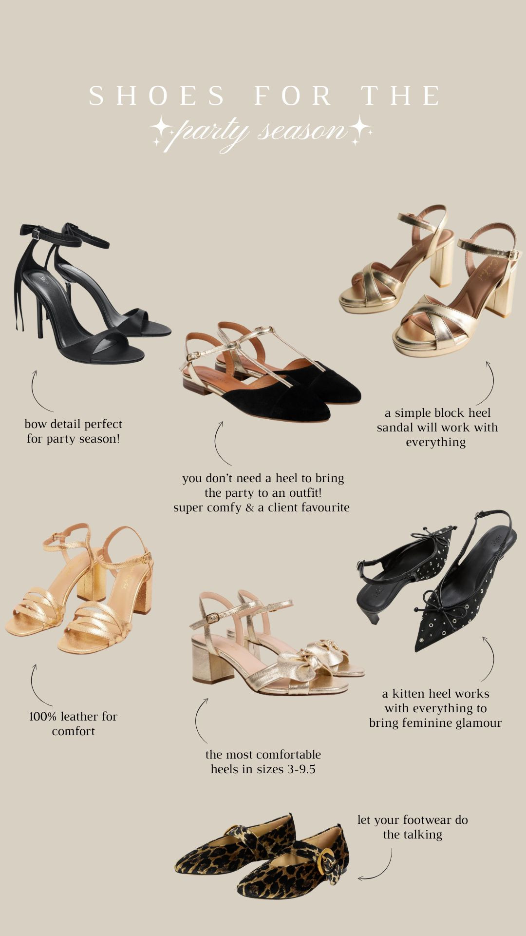 Comfy party shoes for the festive season! Gold heels, comfortable heels, block heel, Air & Grace, Dune, Zara, New Look, Phase Eight, Carvela, Christmas outfit shoes  

 

#LTKuk #LTKwinter #LTKfestive