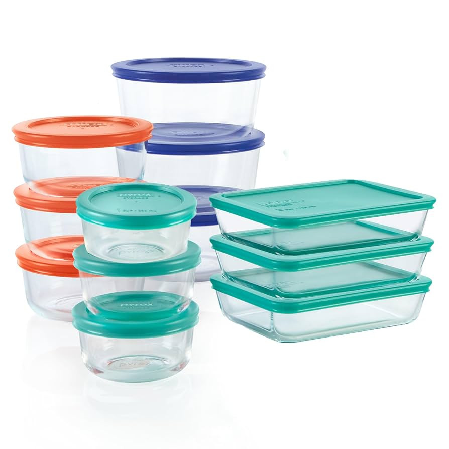 Pyrex Simply Store (12-Pack) Glass Food Storage Containers Set, (1, 2, & 3 Cup) Meal Prep Contain... | Amazon (US)