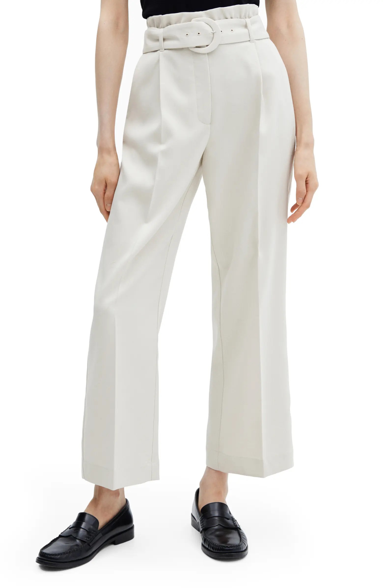 MANGO Belted Paperbag Waist Wide Leg Trousers | Nordstrom | Nordstrom