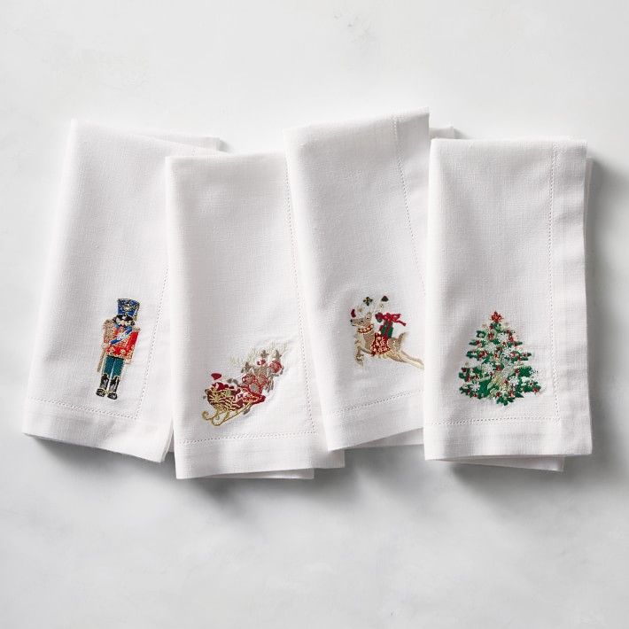 'Twas the Night Before Christmas Embroidered Napkins, Set of 4 | Williams-Sonoma
