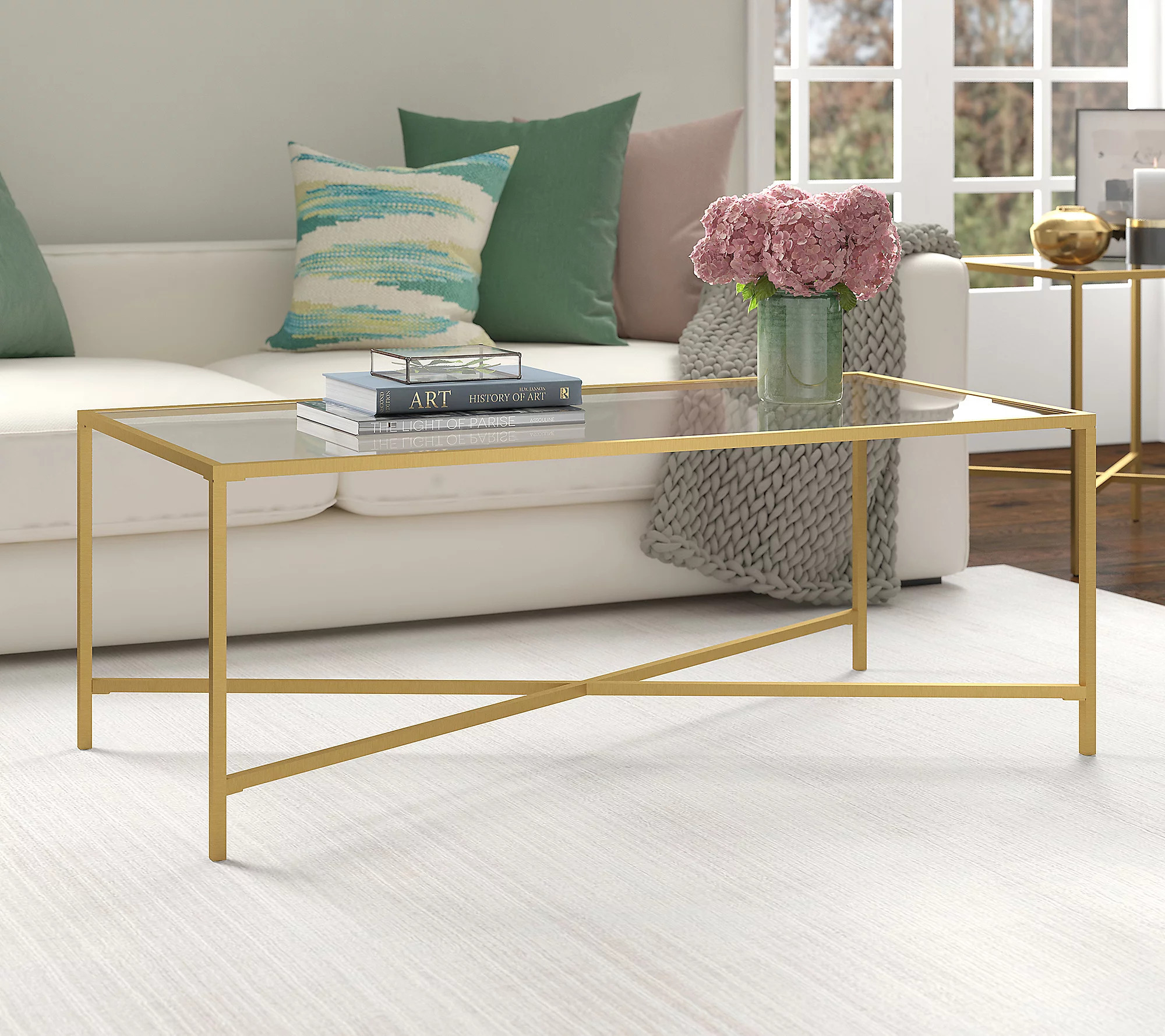 Hudson&Canal Henley Rectangular Coffee Table wi th Glass Top | QVC